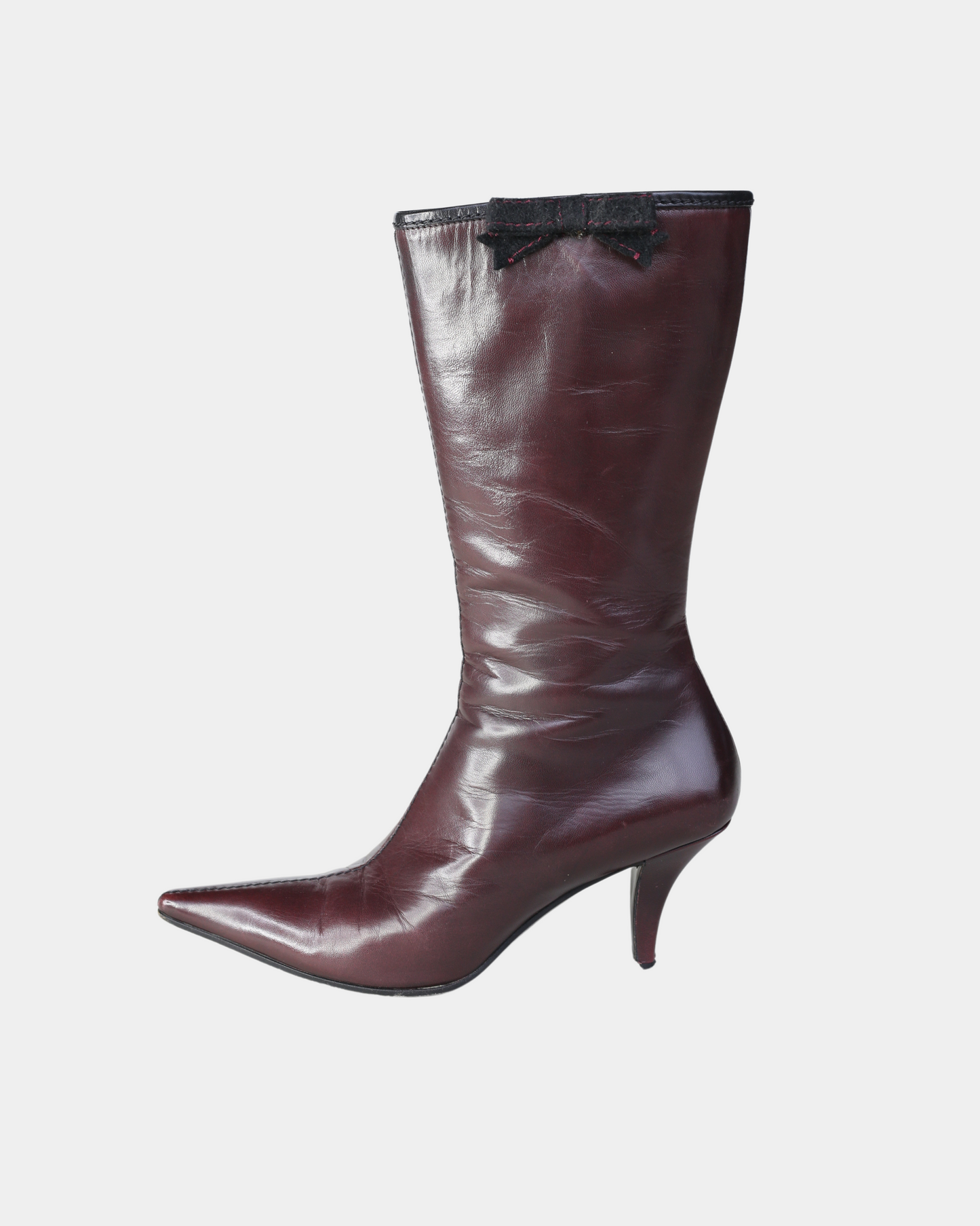 Miu Miu 2000s Leather Bow Point Boots