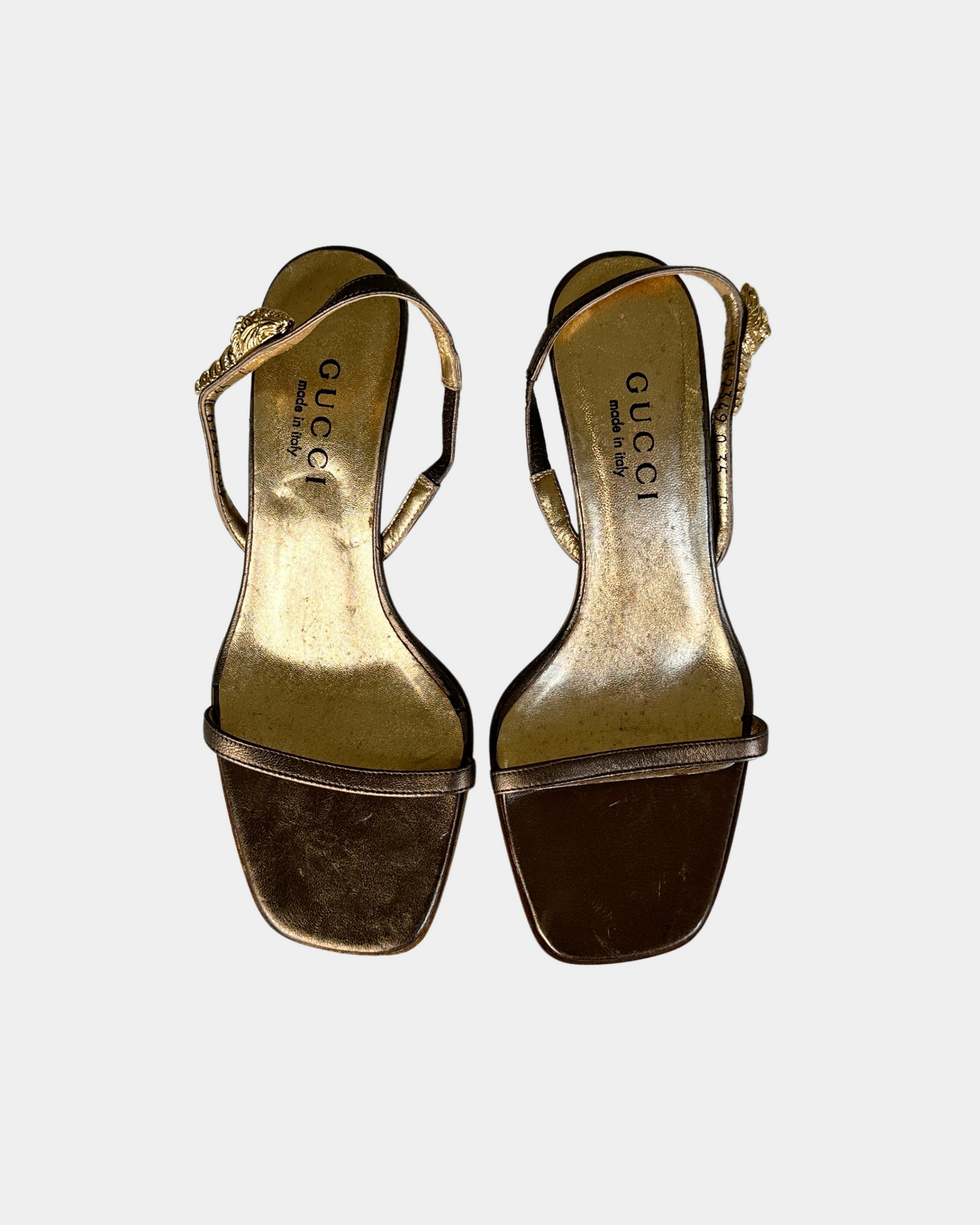 Gucci by Tom Ford 90S Gold Python Vintage Kitten Heels