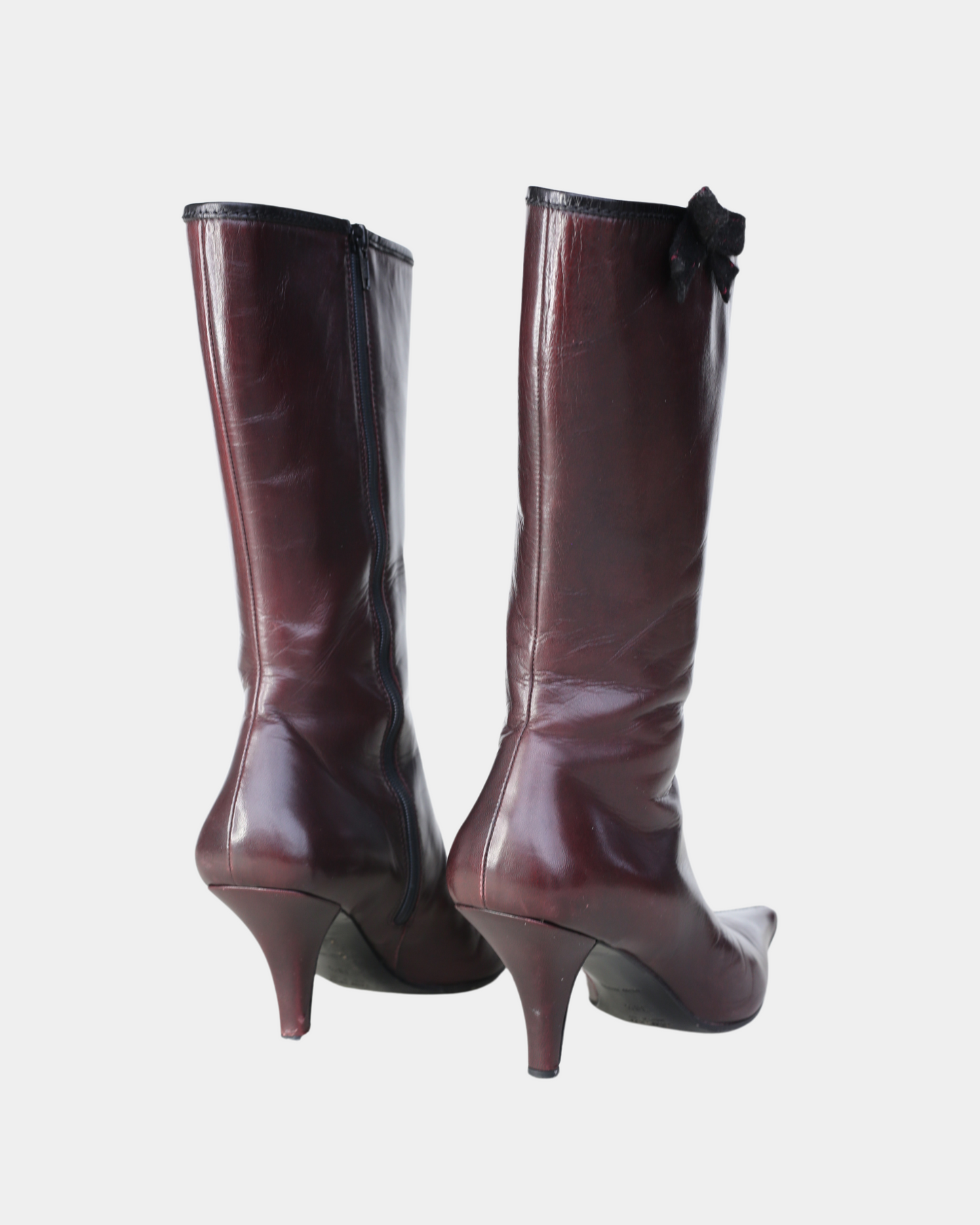 Miu Miu 2000s Leather Bow Point Boots