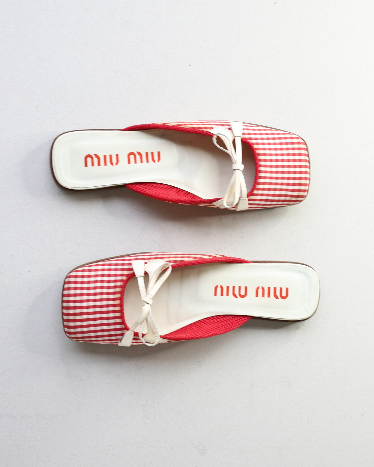 Miu Miu SS2000 Gingham Bow Flats