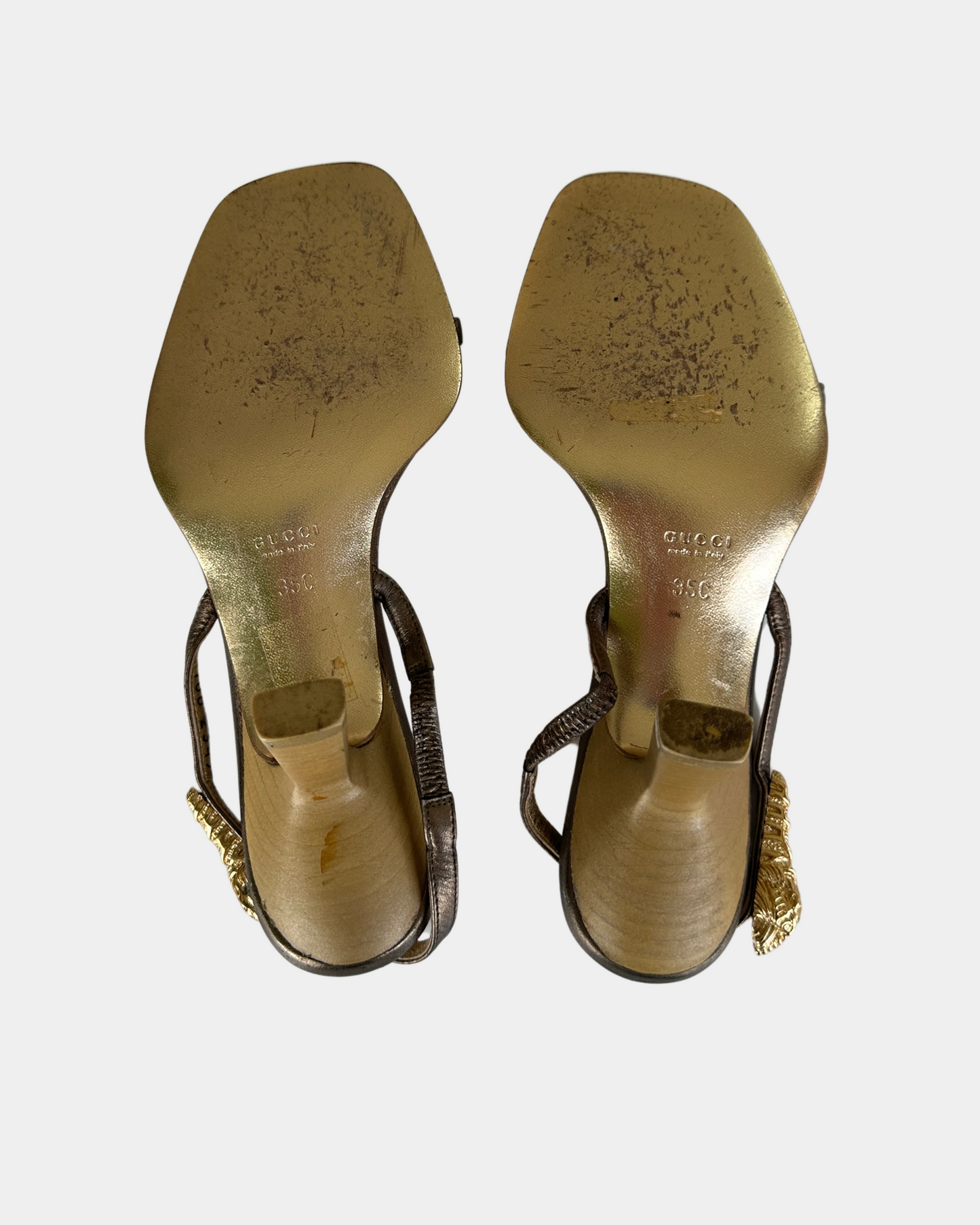 Gucci by Tom Ford 90S Gold Python Vintage Kitten Heels