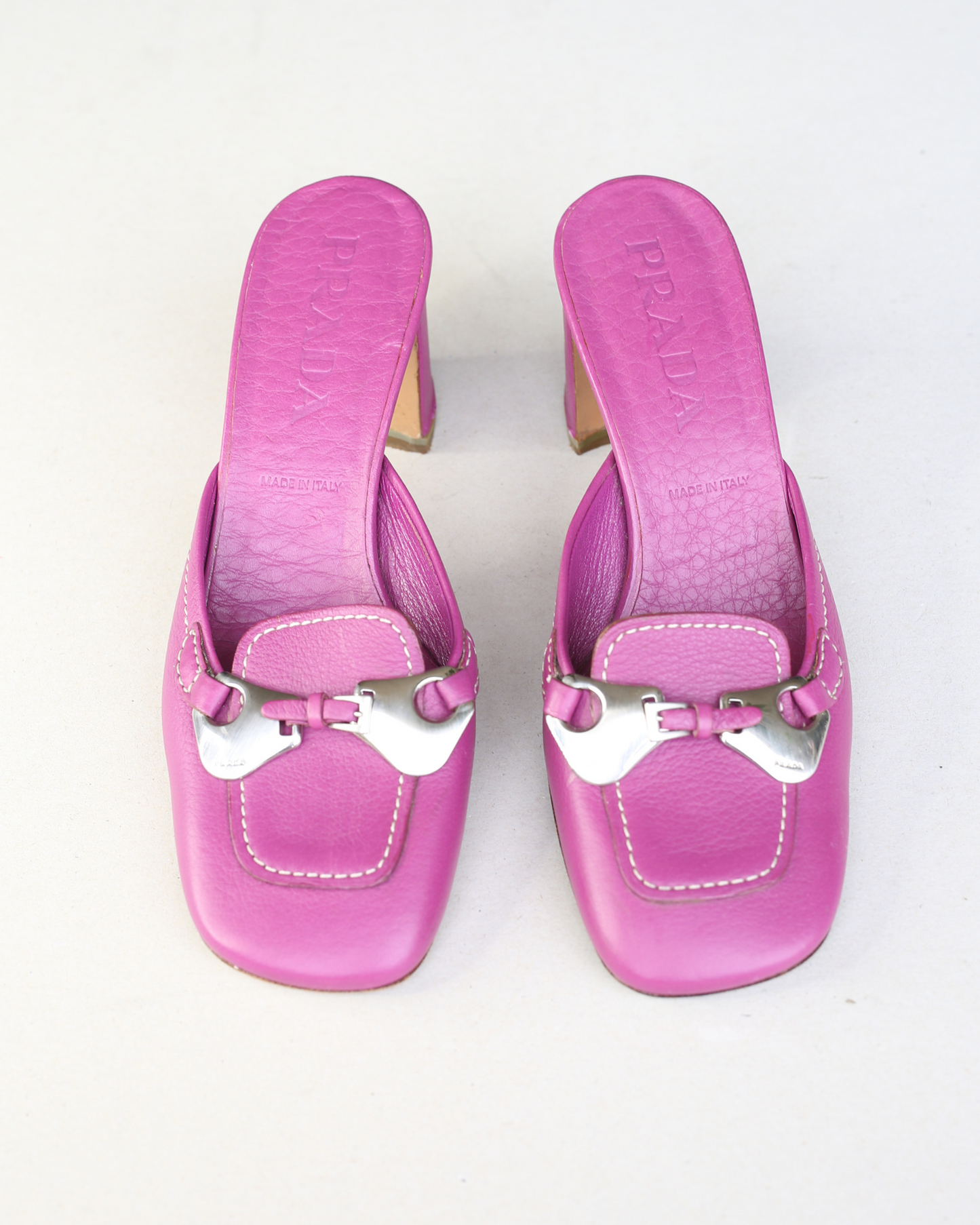 Prada 90s Orchid Purple  Buckle Logo Mules