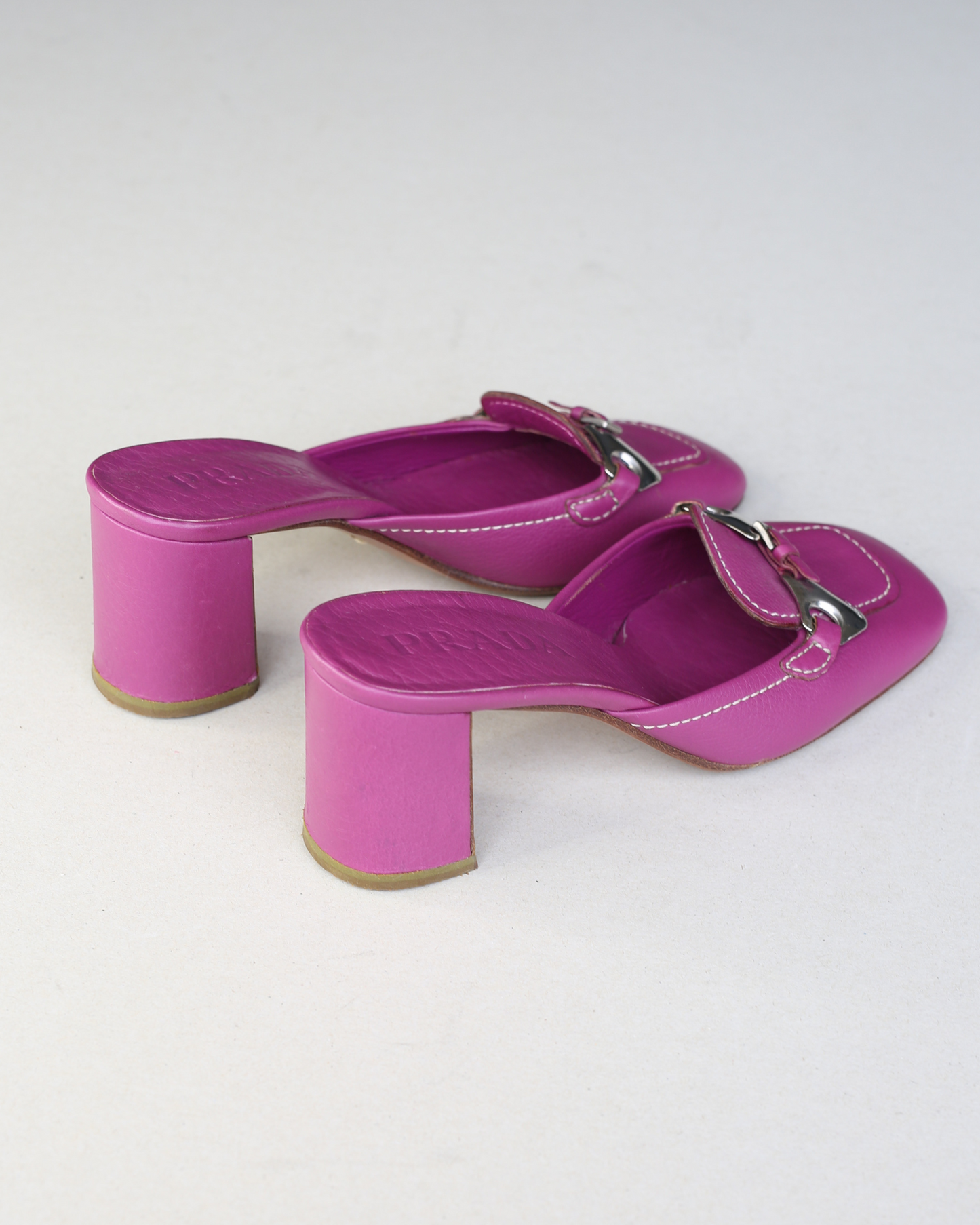 Prada 90s Orchid Purple  Buckle Logo Mules