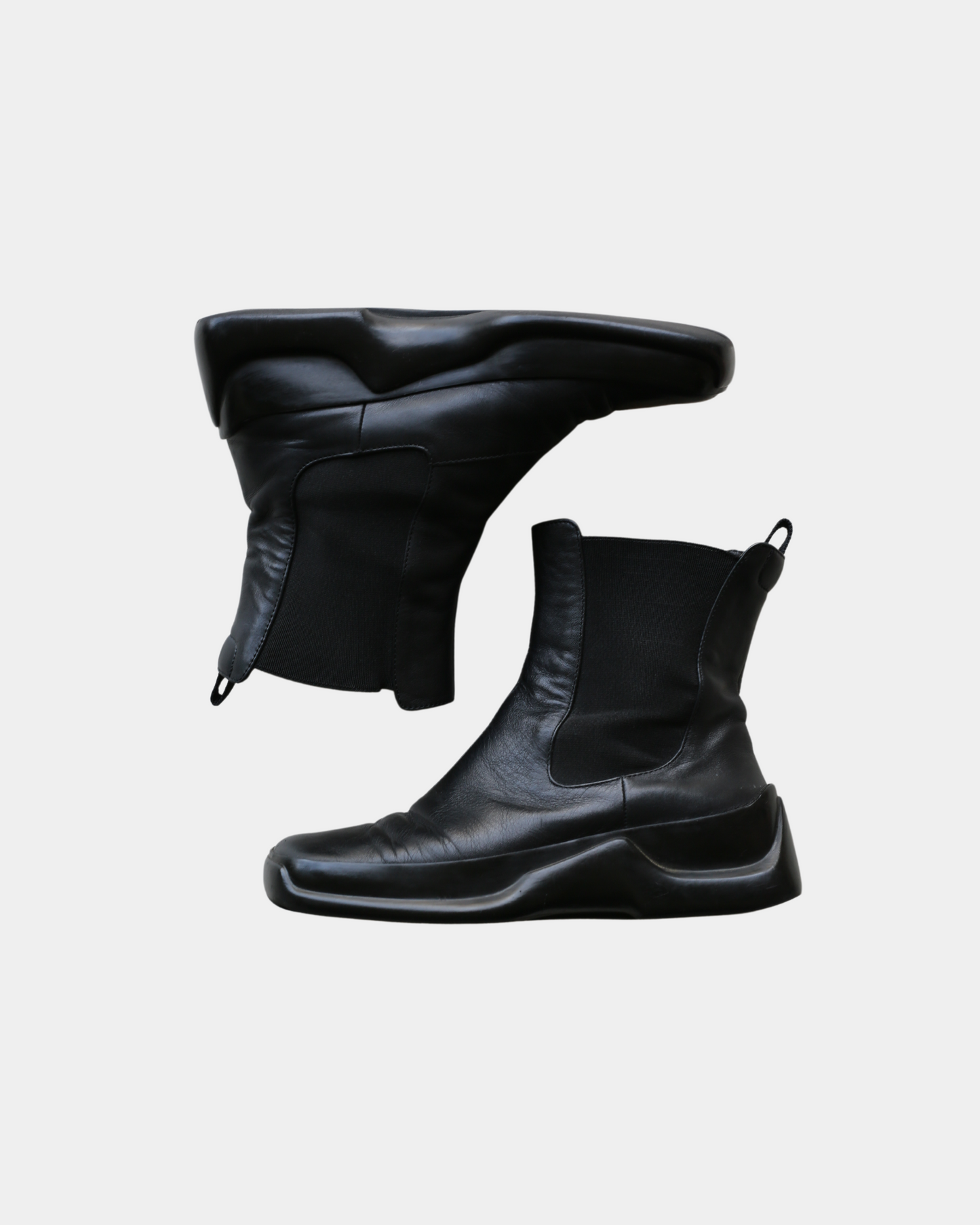 Prada FW1999 Black Leather Moto Boots