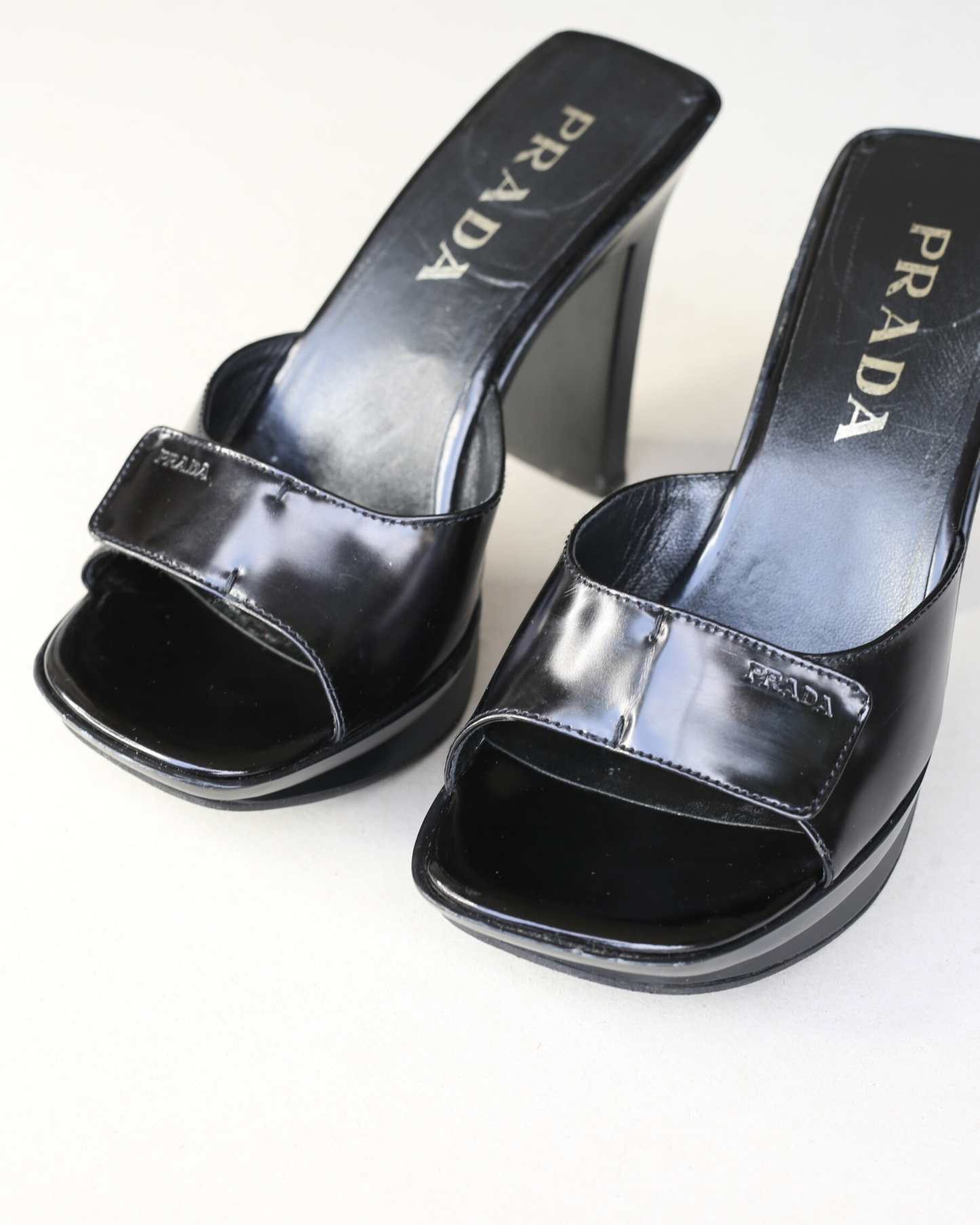 Prada SS1999 Patent Strap Split Sole Platform Heels