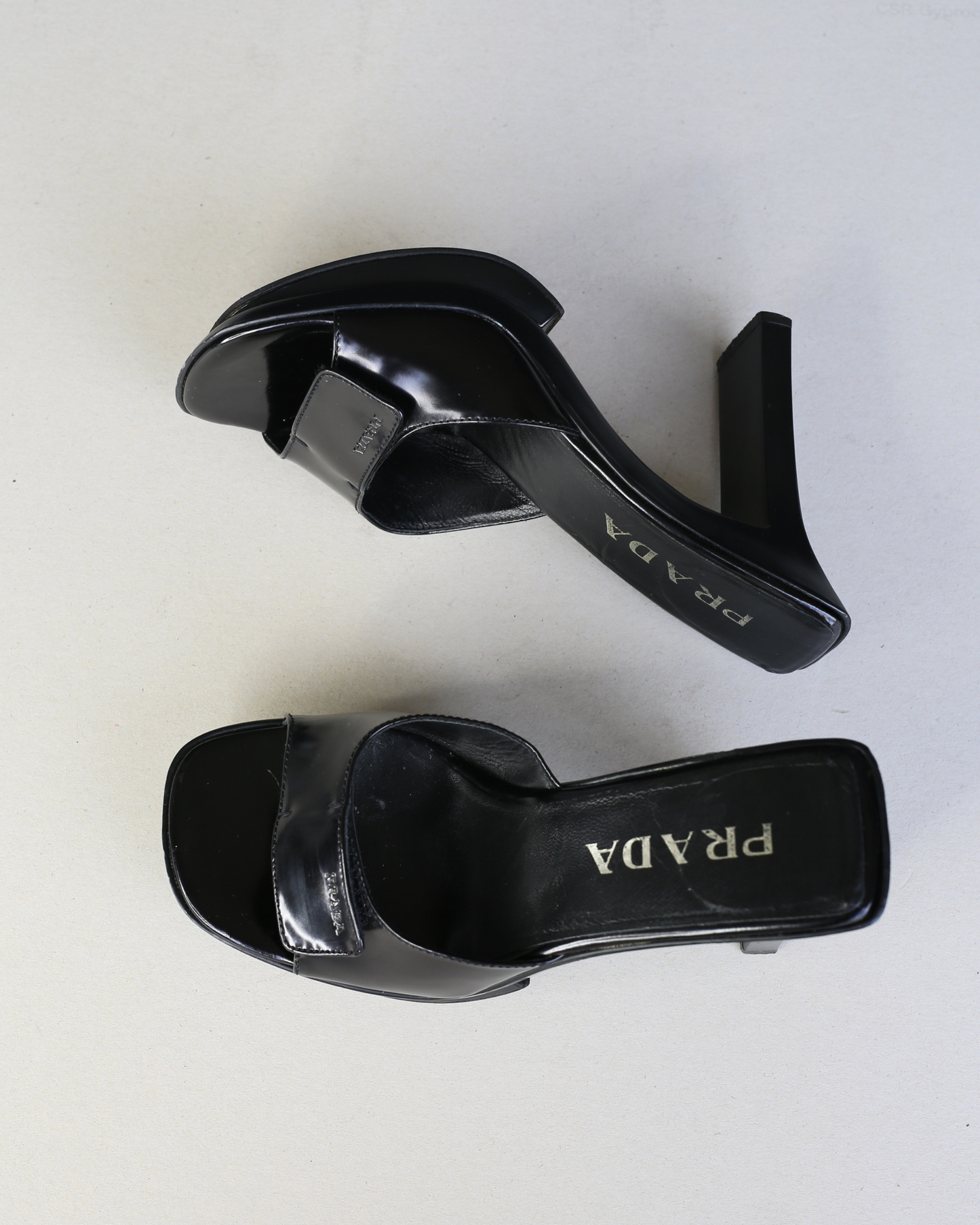 Prada SS1999 Patent Strap Split Sole Platform Heels