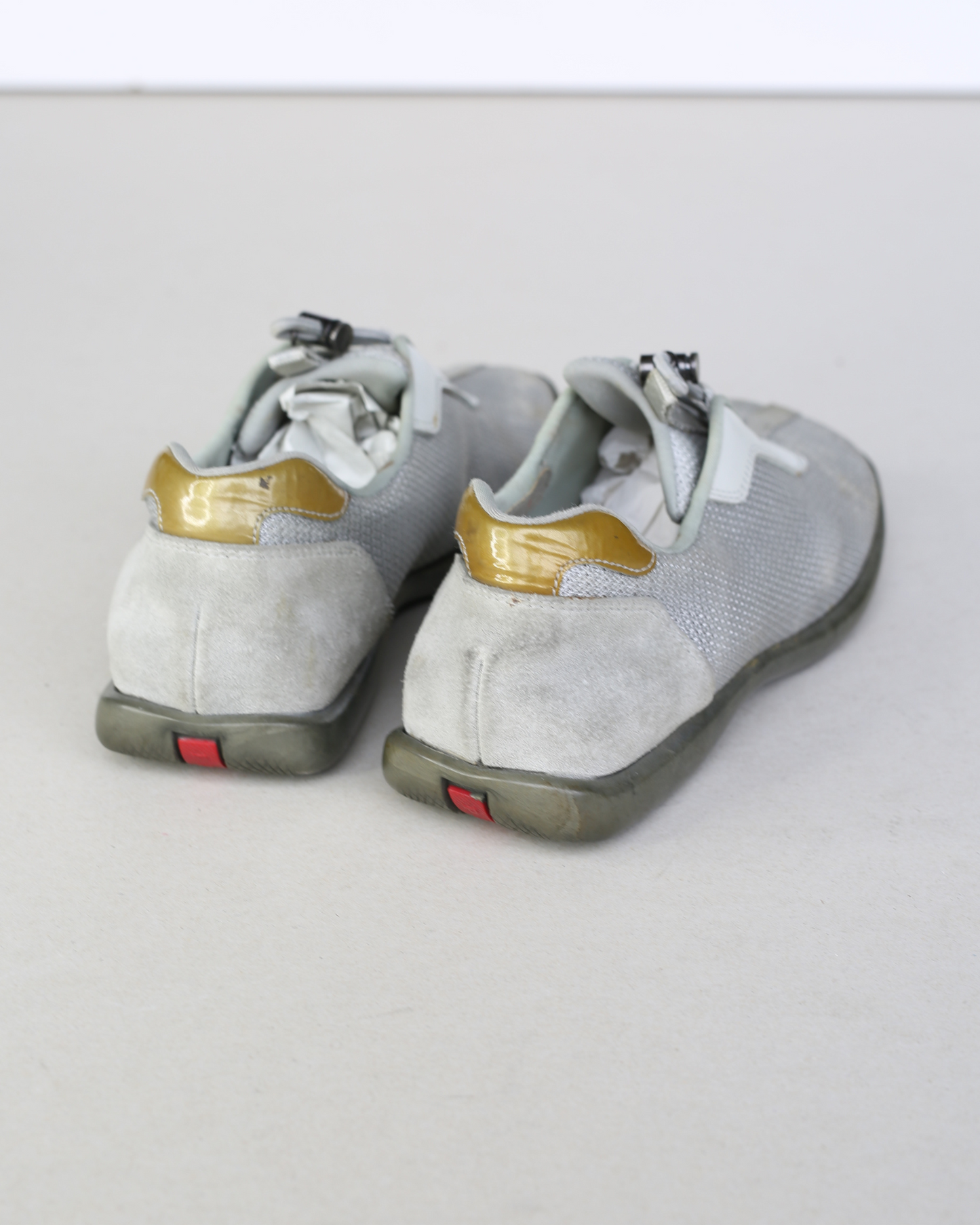 Prada SS1999 Silver Mesh Toggle Reflective Trainers