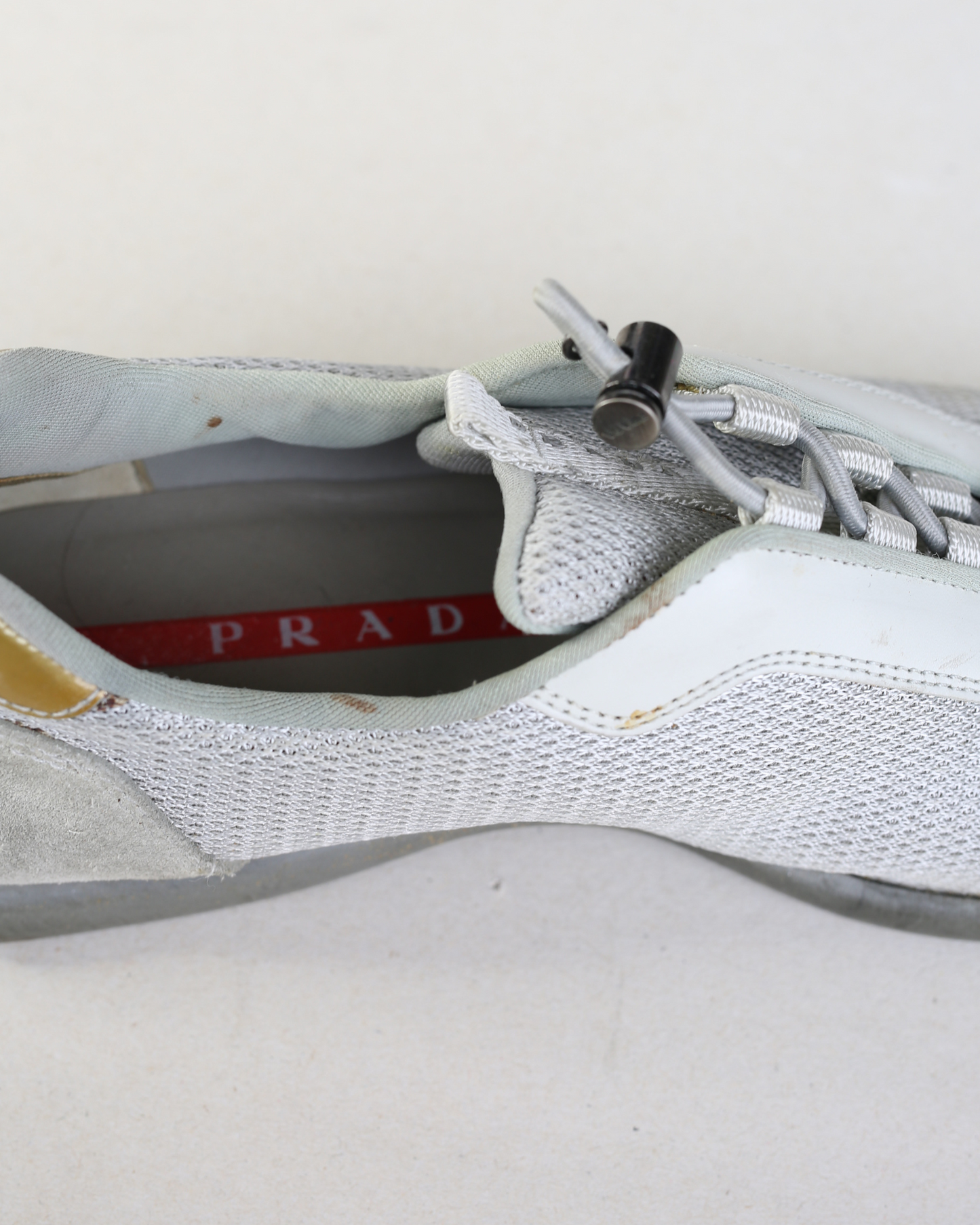 Prada SS1999 Silver Mesh Toggle Reflective Trainers