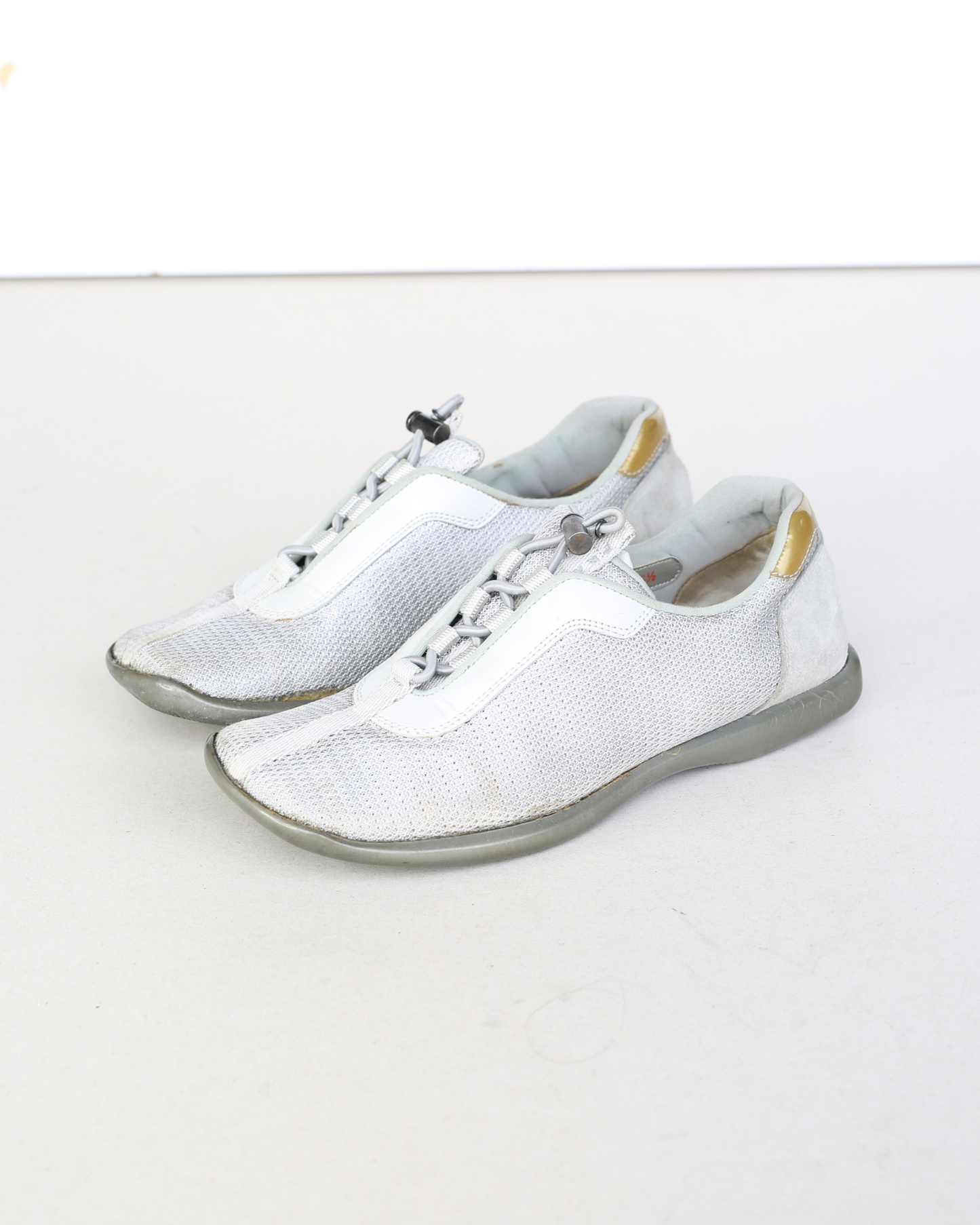 Prada SS1999 Silver Mesh Toggle Reflective Trainers