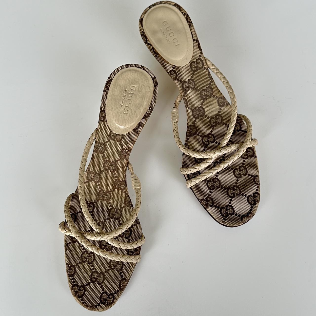 Gucci by Tom Ford 90s Monogram Bamboo Kitten Heels