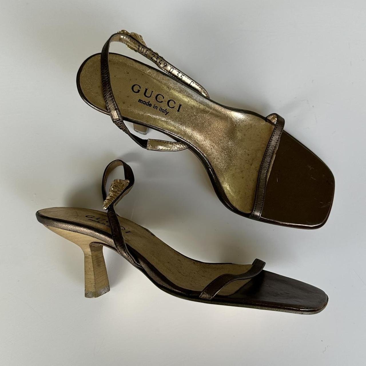 Gucci by Tom Ford 90s Gold Python Kitten Heels